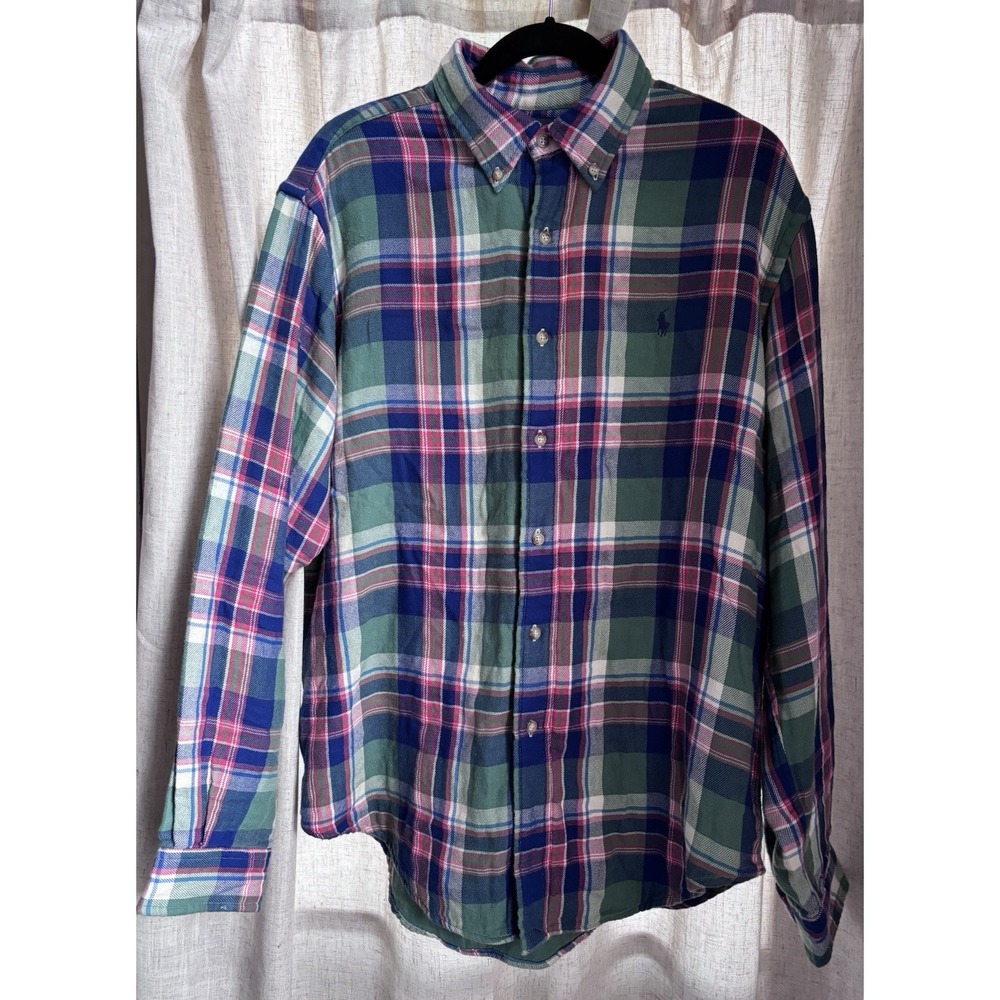 Ralph‎ Lauren Mountain Equipment Mens L Plaid Flannel Shirt Button Front Outdoor